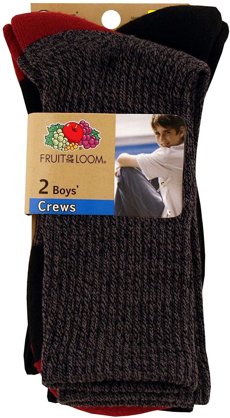 Fruit Of The Loom Boys 2 Pack Soft Rugged Crew Socks