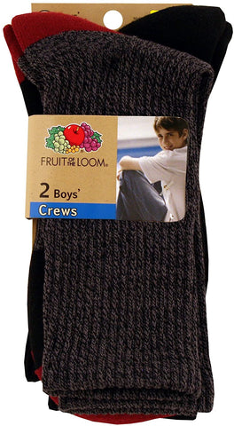 Fruit Of The Loom Boys 2 Pack Soft Rugged Crew Socks