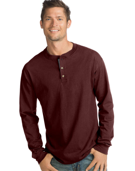 Hanes Men`s Beefy-T Long-Sleeve Henley