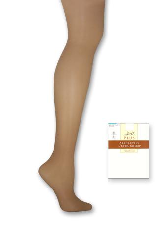 Hanes Plus Size Sheer Hosiery, Absolutely Ultra Sheer Control Top, Sandlefoot 1 Pair Pack