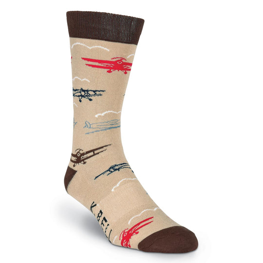 K. Bell Mens Planes Crew Socks - American Made