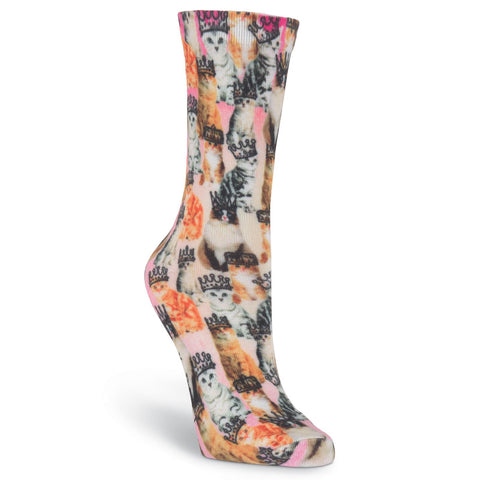 K. Bell Womens Cats and Tiaras Crew Socks