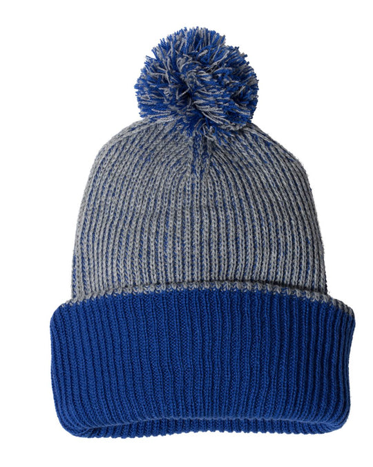 Sportsman 12 Knit Speckled Pom-Pom Beanie , One Size, Red/Royal