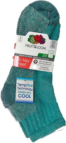Fruit Of The Loom Womens 3 Pack On Her Feet Ankle Socks