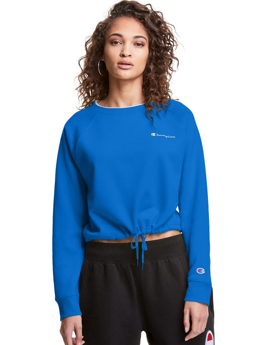 Champion Womens Campus Fleece Cropped Crew, L, Athletic Navy