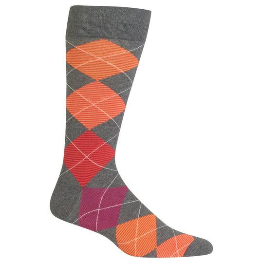 Hot Sox Mens Feed Stripe Argyle Crew Socks