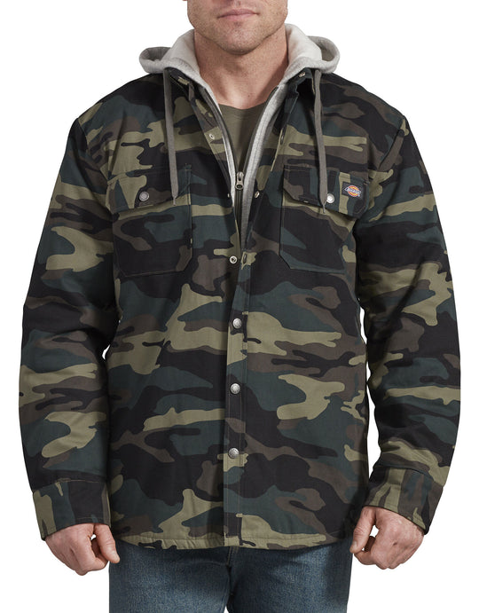 Dickies Mens Relaxed Fit Icon Hooded Duck Quilted Shirt Jacket