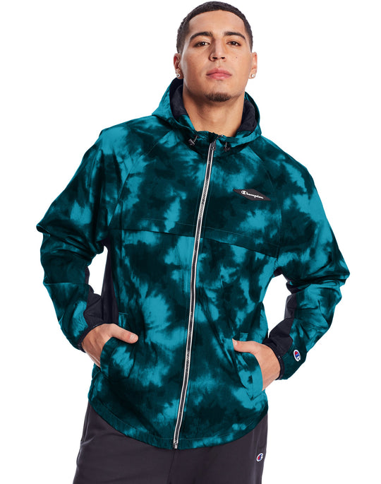 Champion Mens Stadium Wind Jacket, L, Black/Concrete/White