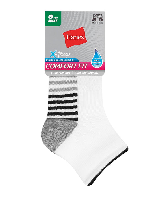 Hanes Womens Cool Comfort Sport 6-Pack Ankle Socks