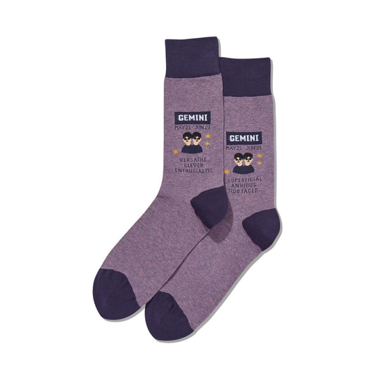 Hot Sox Mens Gemini Zodiac Crew Socks