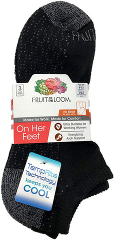 Fruit Of The Loom Womens 3 Pack On Her Feet No Show Socks