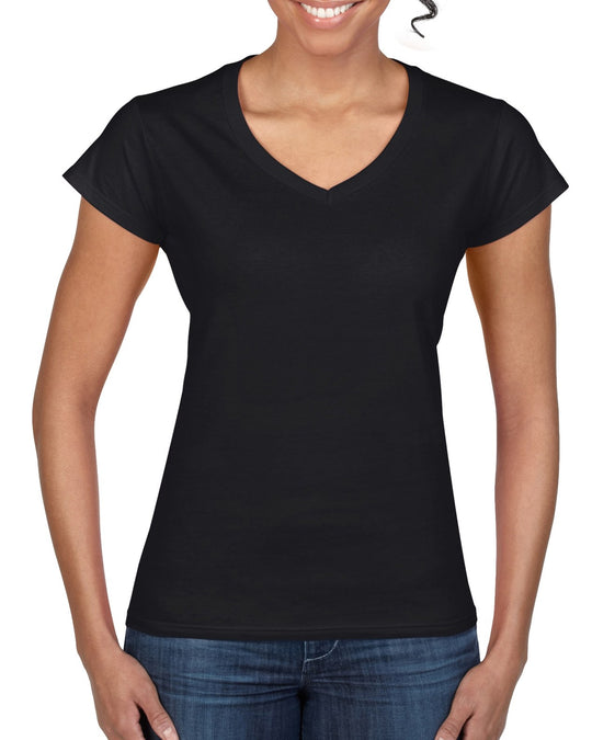 Gildan Ladies Softstyle V-Neck T-Shirt, L, White