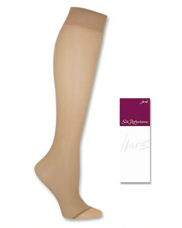 Hanes Silk Reflections Women's Lasting Sheer Toeless Knee Highs w/ No Slip Band 2 Pair
