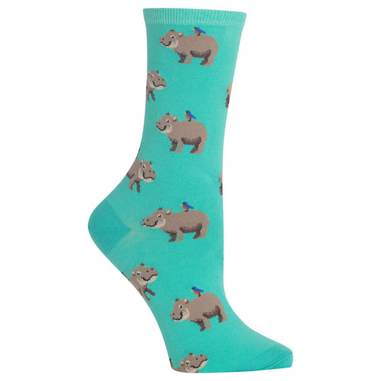 Hot Sox Womens Hippo Crew Socks