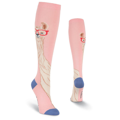 K. Bell Womens Llama with Glasses Knee High Socks