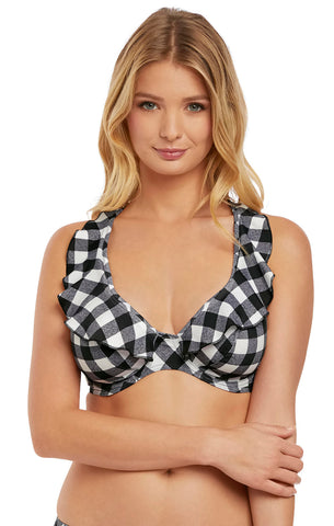 Freya Womens Totally Check Underwire High Apex Bikini Top