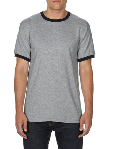 Gildan Mens DryBlend Ringer T-Shirt, L, Sport Grey/Black