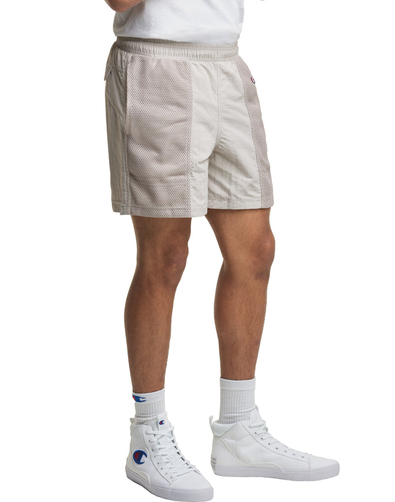 Champion Mens Nylon Mesh Overlay Shorts, L, Mindful Grey