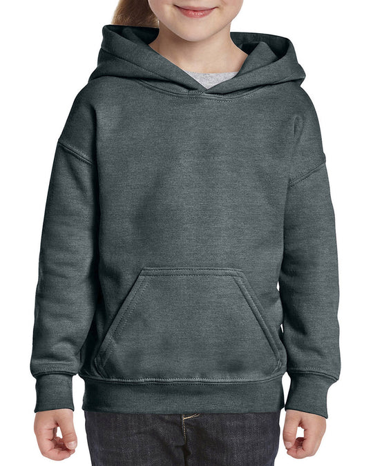 Gildan Youth Heavy Blend Hooded Sweatshirt, XS, Heather Sport Dark Navy