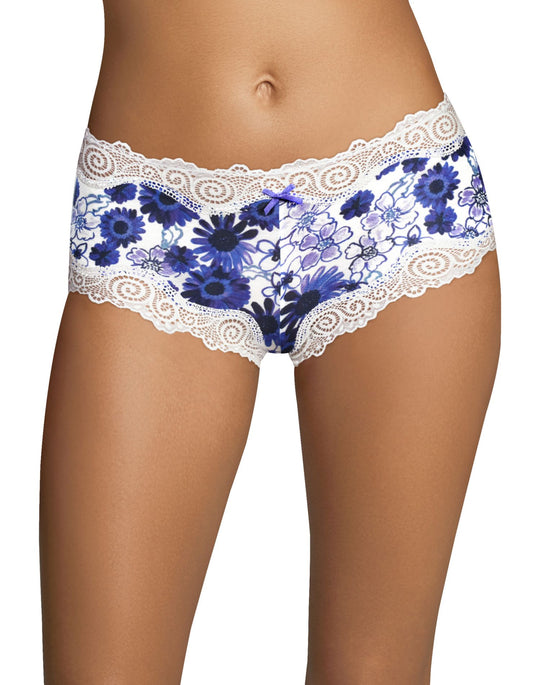 Maidenform Women`s Cheeky Cotton Scalloped Lace Hipster
