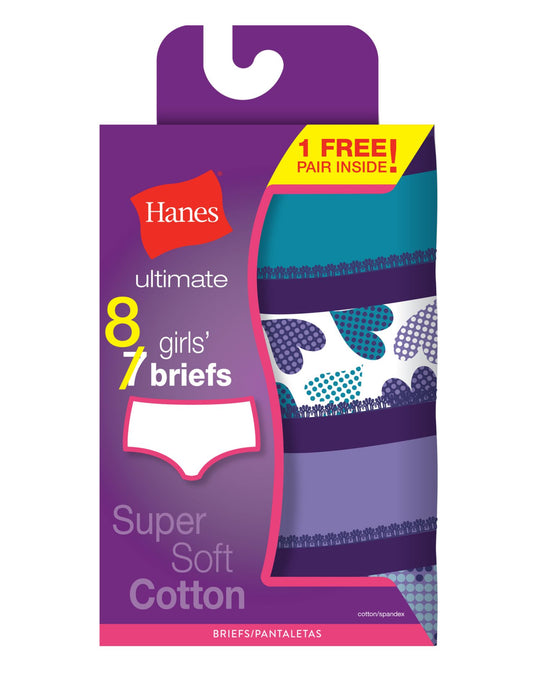 Hanes Girls Ultimate Super Soft Cotton Briefs 8-Pack