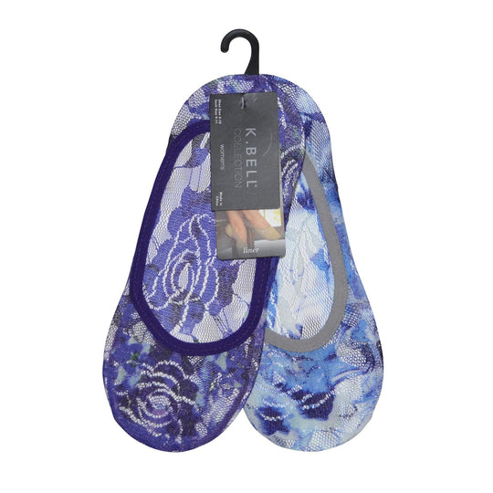 K. Bell Womens Sublimated Lace Liner Socks