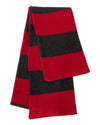 Sportsman Rugby-Striped Knit Scarf, One Size, White/Heather Grey