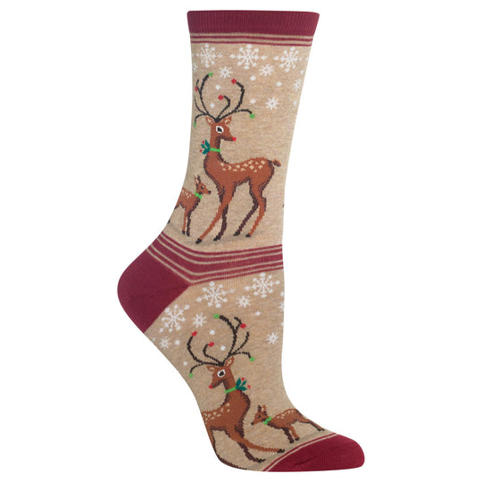 Hot Sox Womens Reindeers Crew Socks