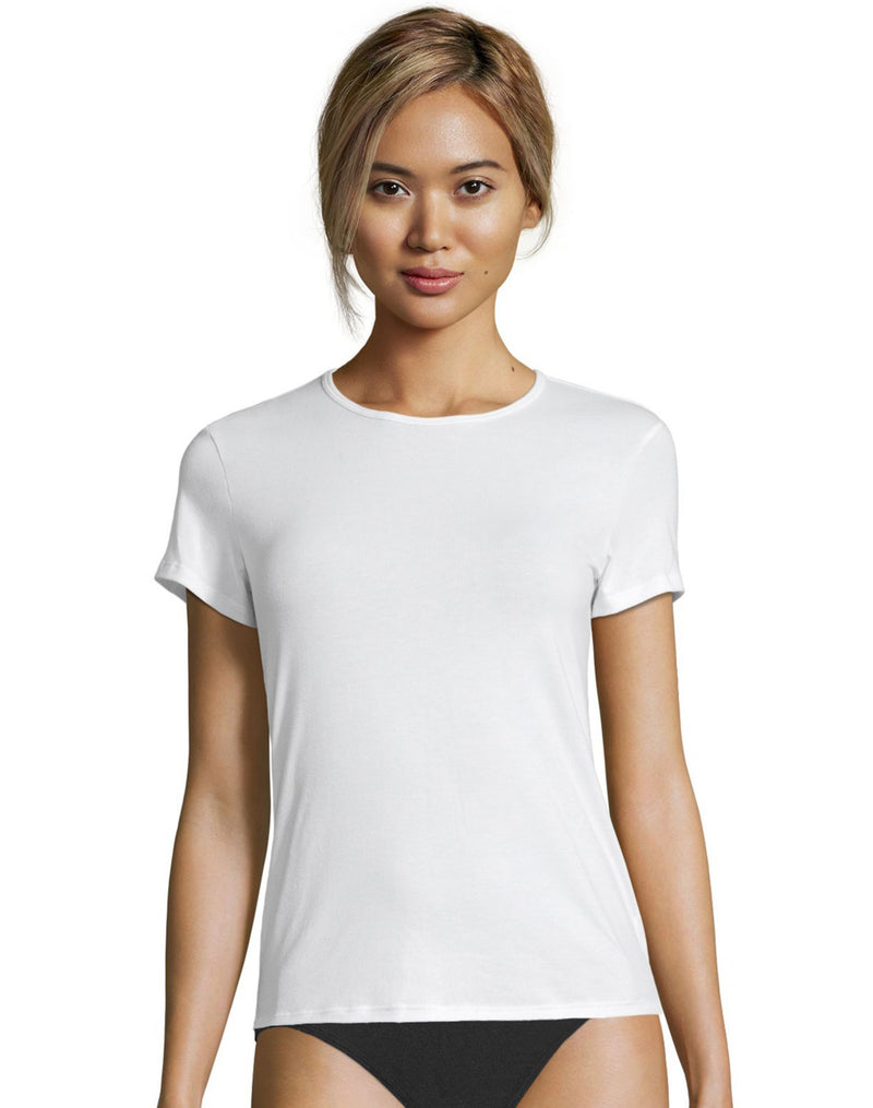Hanes Womens Cotton Stretch Crewneck Tee 3-Pack