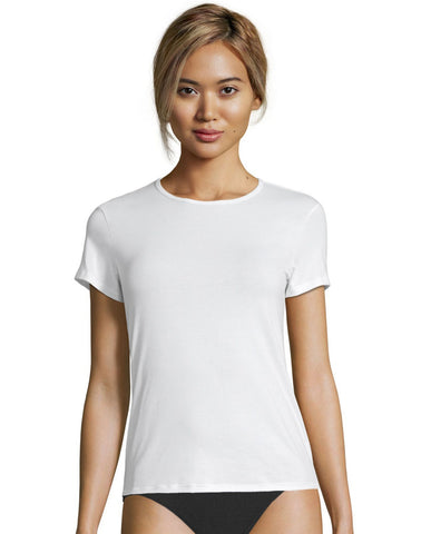 Hanes Womens Cotton Stretch Crewneck Tee 3-Pack
