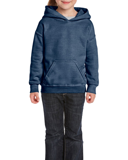 Gildan Youth Heavy Blend Hooded Sweatshirt, XS, Heather Sport Dark Navy