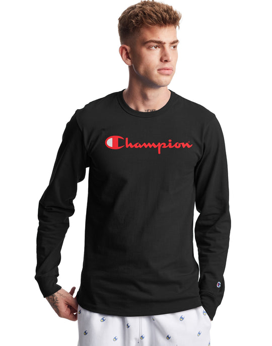 Champion Life Mens Heritage Long-Sleeve Tee, XS, Black