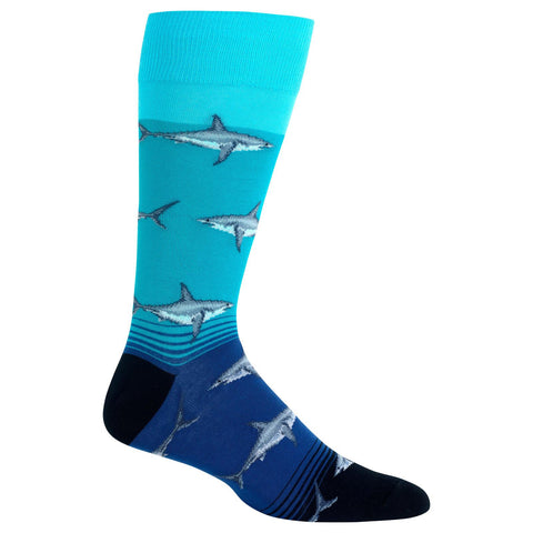 Hot Sox Mens Great White Sharks Crew Socks