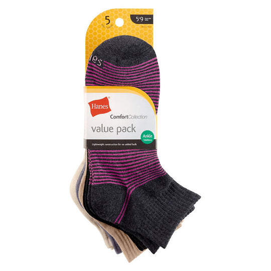 Hanes Women`s Comfort Collection Ankle Socks 5-Pack