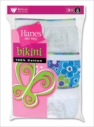Hanes Girls' No Ride-Up Bikini 3 Pack