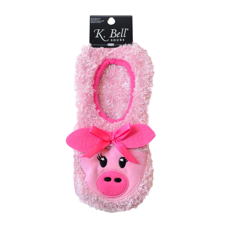 K. Bell Womens Pink Pig Slipper Socks