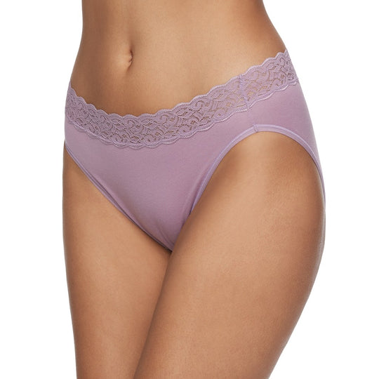 Vanity Fair Womens Flattering Lace Cotton Stretch Hi Cut Panty