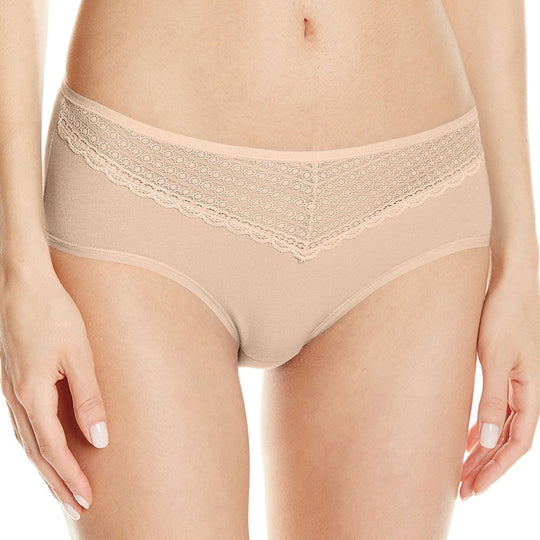 Vanity Fair Beautifully Smooth Women`s Cotton with Lace Hipster Panty