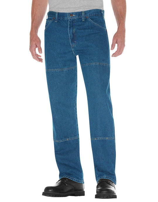 Dickies Mens Relaxed Fit Workhorse Double Knee Denim Jeans Stonewashed