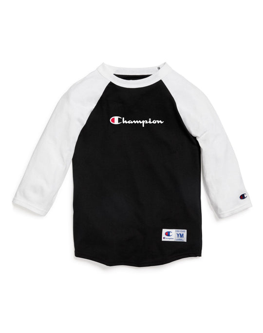 Champion Kids Baseball Tee, L, Black/White