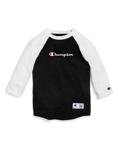 Champion Kids Baseball Tee, L, Black/White