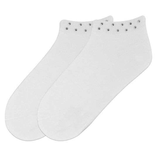 K. Bell Womens Rhinestone Cuff Footie Socks