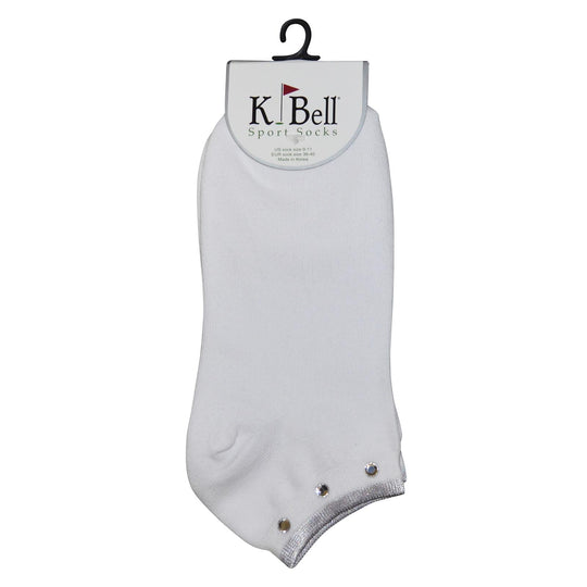 K. Bell Womens Rhinestone with Metallic Tipping Footie Socks