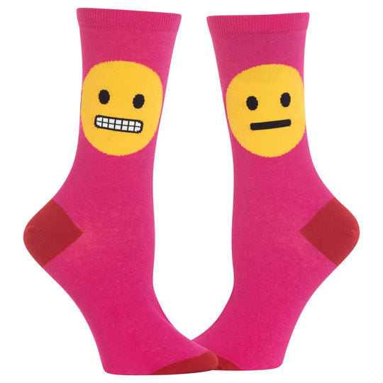 Hot Sox Womens Smiley Crew Socks