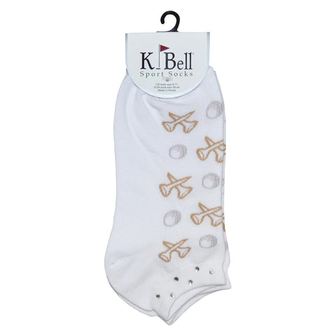 K. Bell Womens First Cut Footie w/Rhinestone Cuff Socks