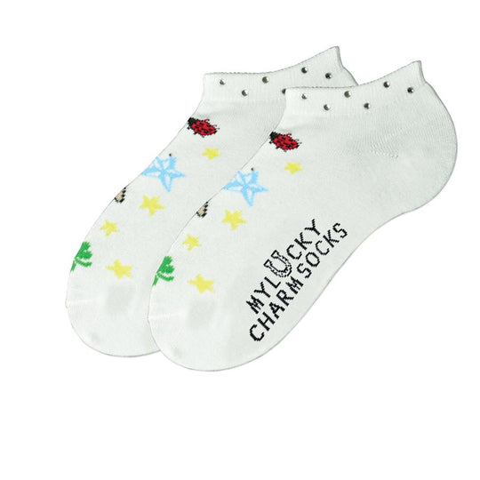 K. Bell Womens My Lucky Charm Socks w/Rhinestones