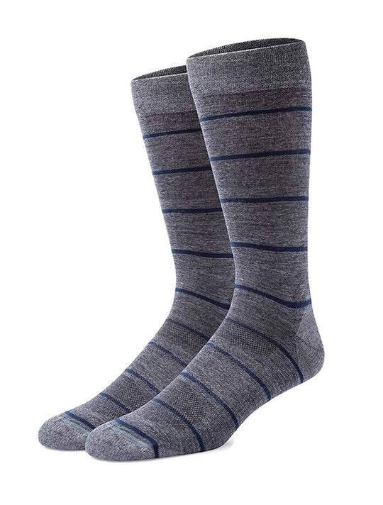 Alchester Mens Exeter Extra Fine Merino Wool Striped Crew Sock