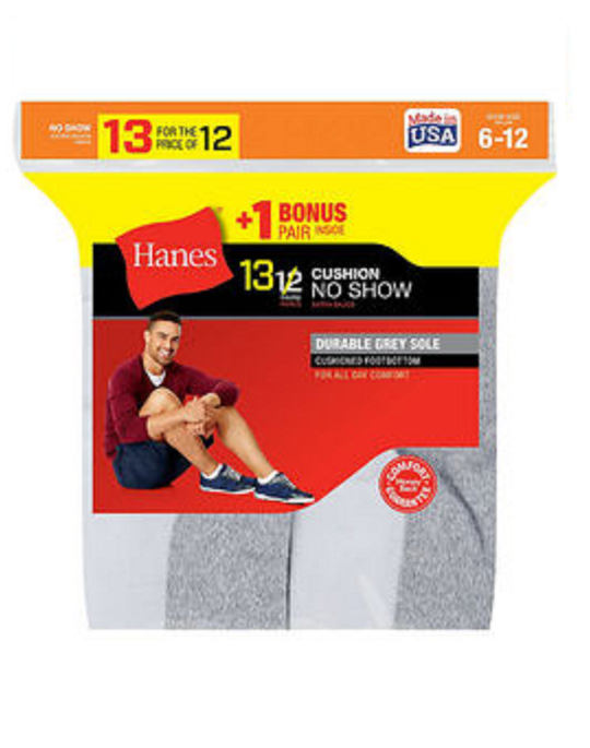 Hanes Men`s 13-Pack Cushion No-Show Socks
