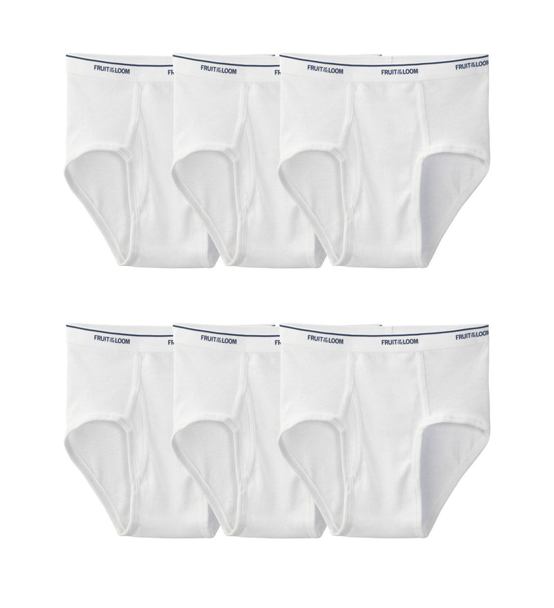 Fruit Of The Loom Mens Cotton White Briefs 6 Pack, XL, White