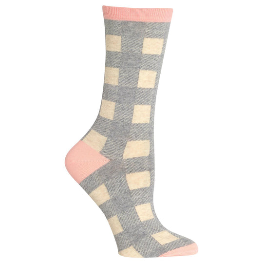 Hot Sox Womens Buffalo Check Crew Socks